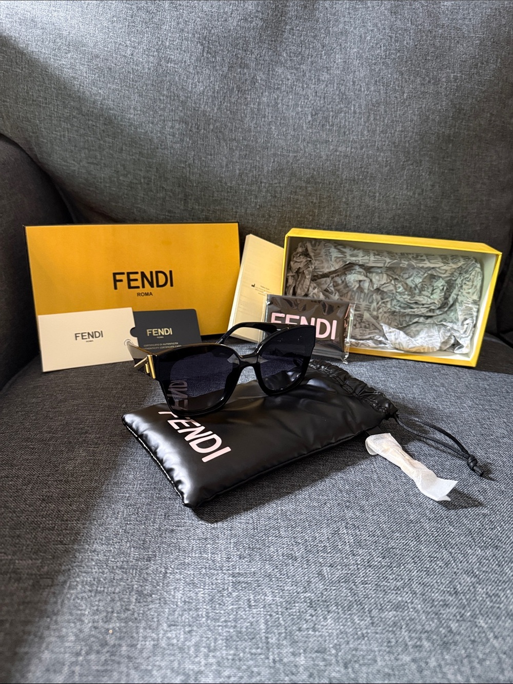 NWT Fendi Black Sunglasses with Gold Temple Detail
